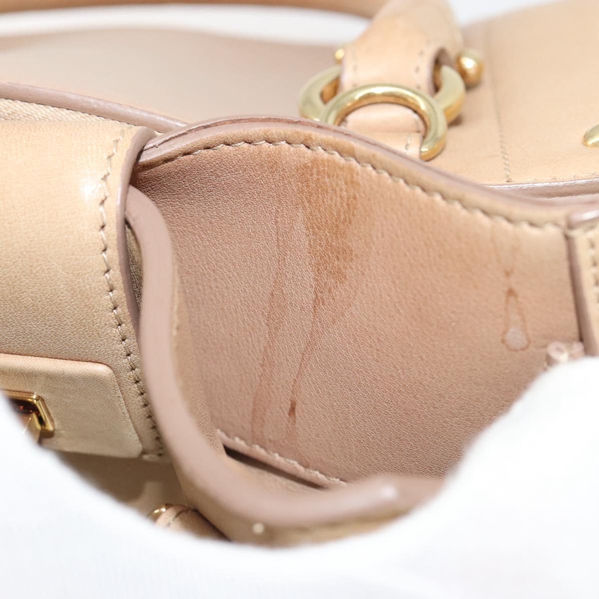 Salvatore Ferragamo Gancini Hand Bag Leather Beige Gold Auth hk2805