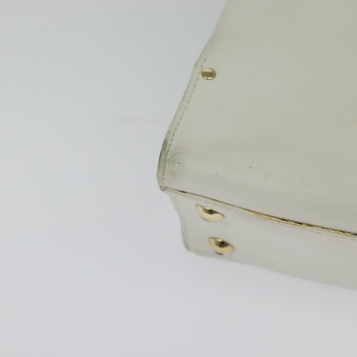 Salvatore Ferragamo Gancini Hand Bag Leather White Gold Auth hk2806