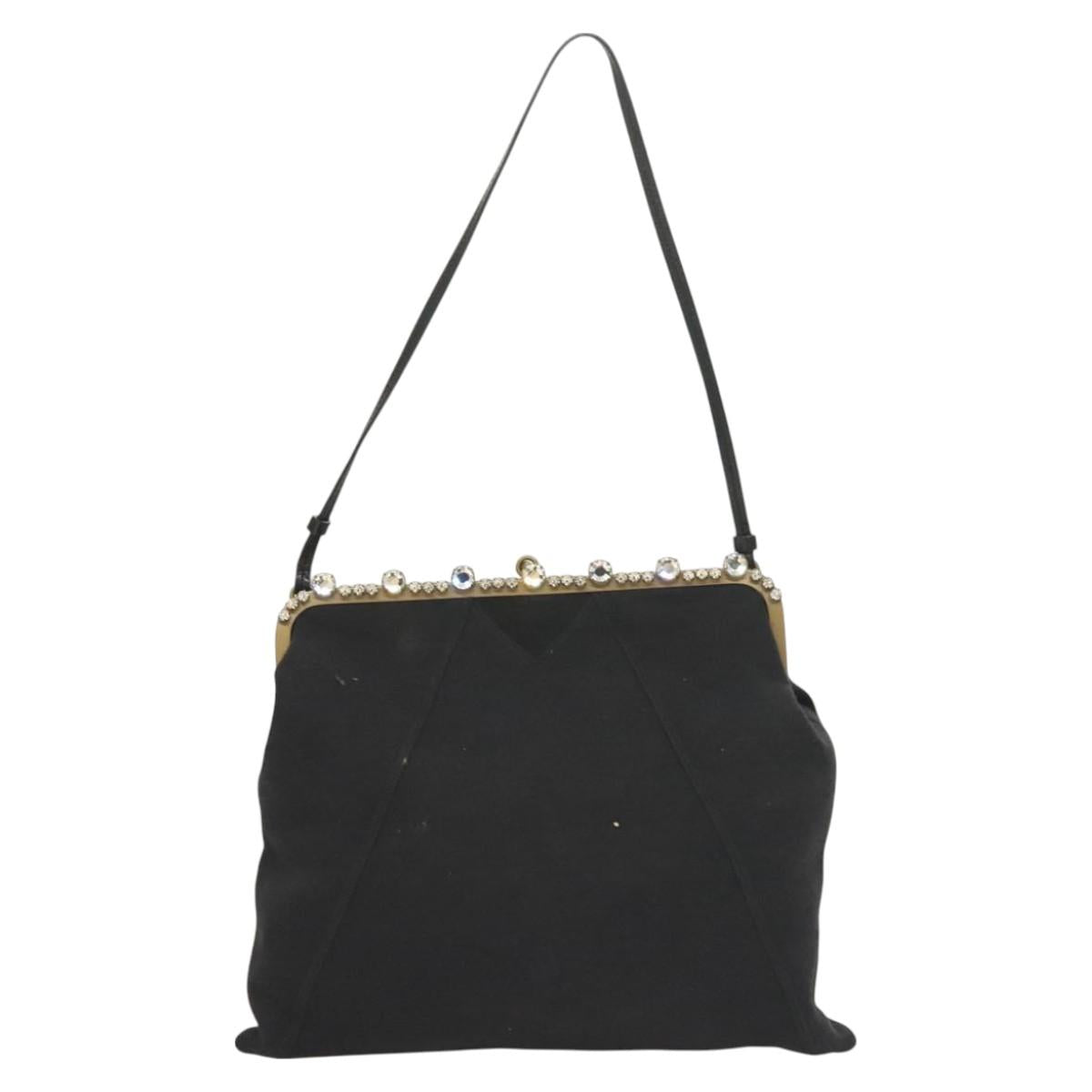 Miu Miu Shoulder Bag Cotton Black Auth hk2812