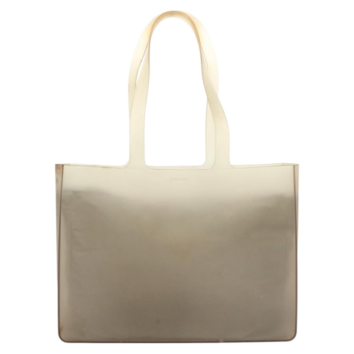 CHANEL Tote Bag Rubber Gray CC Auth hk2818