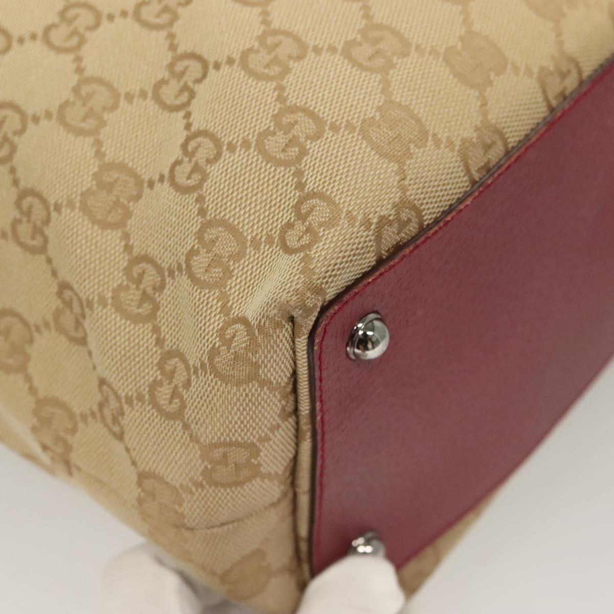 GUCCI GG Canvas Tote Bag Beige Silver 120836 Auth hk2844