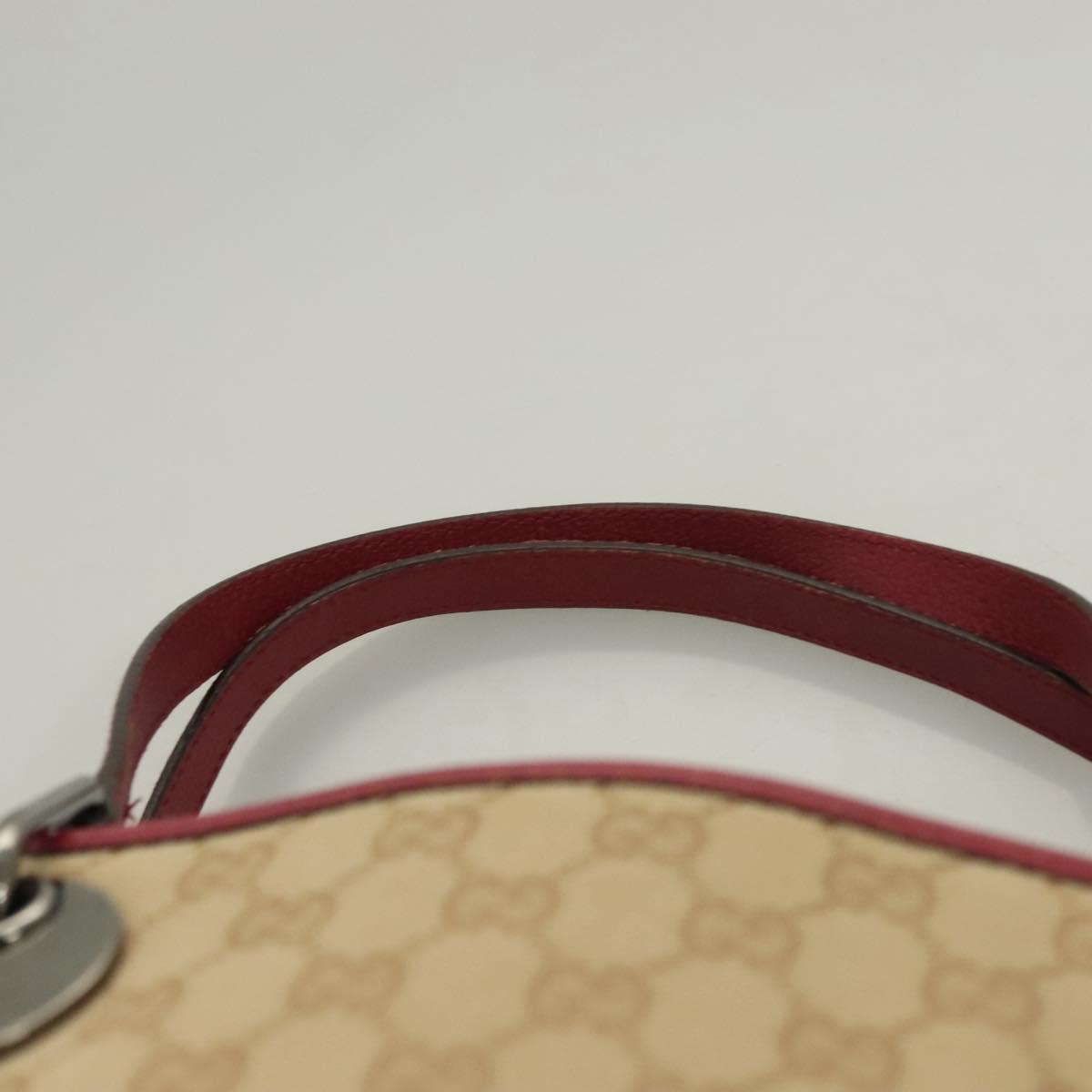 GUCCI GG Canvas Tote Bag Beige Silver 120836 Auth hk2844