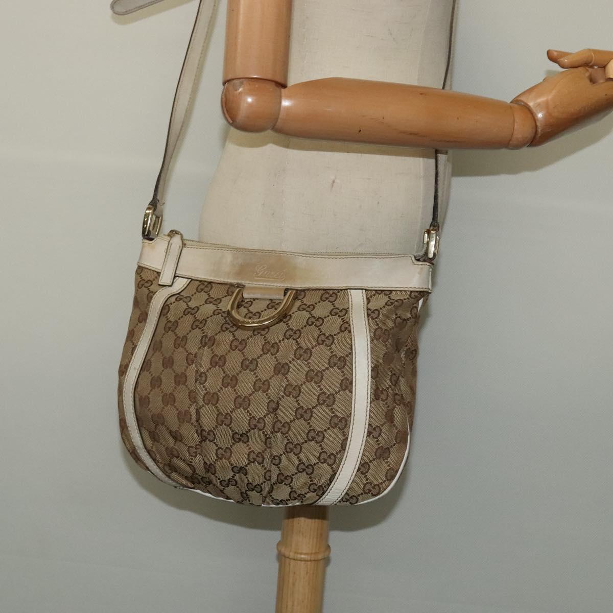 GUCCI GG Canvas Abbey Shoulder Bag Beige Gold 203257 Auth hk2845