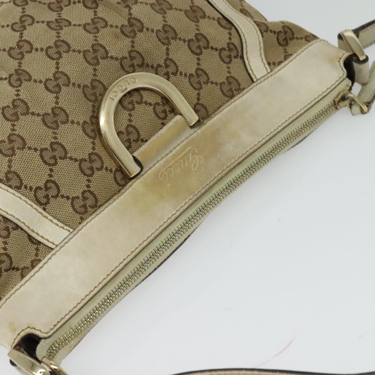 GUCCI GG Canvas Abbey Shoulder Bag Beige Gold 203257 Auth hk2845