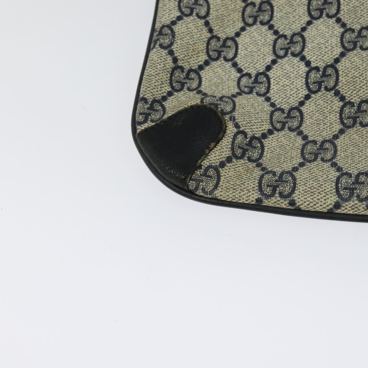 GUCCI GG Supreme Clutch Bag PVC Navy Gold 89 02 075 Auth hk2850