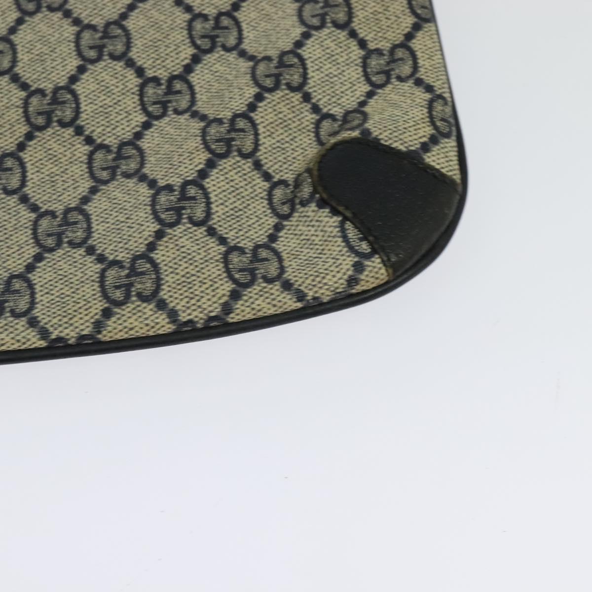 GUCCI GG Supreme Clutch Bag PVC Navy Gold 89 02 075 Auth hk2850