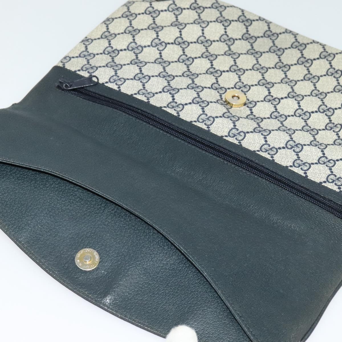 GUCCI GG Supreme Clutch Bag PVC Navy Gold 89 02 075 Auth hk2850