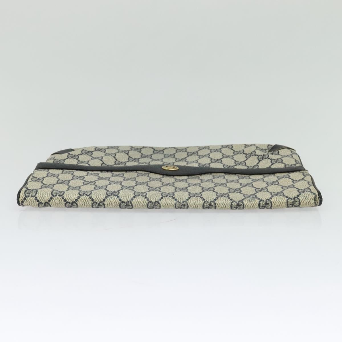 GUCCI GG Supreme Clutch Bag PVC Navy Gold 89 02 075 Auth hk2850