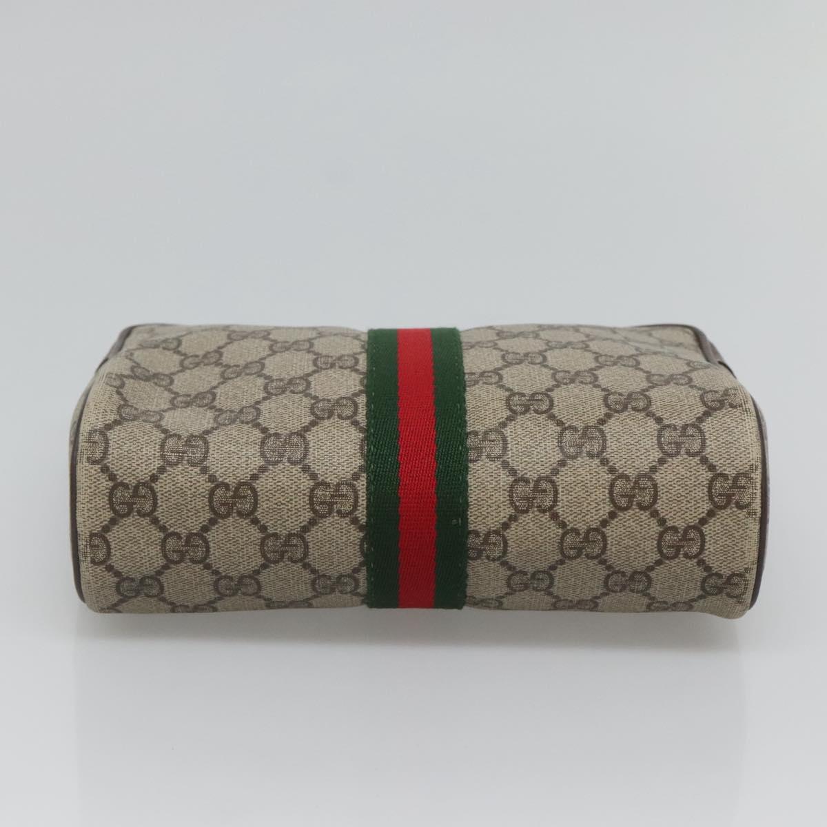 GUCCI GG Supreme Web Sherry Line Clutch Bag PVC Beige 32 014 3553 Auth hk2851