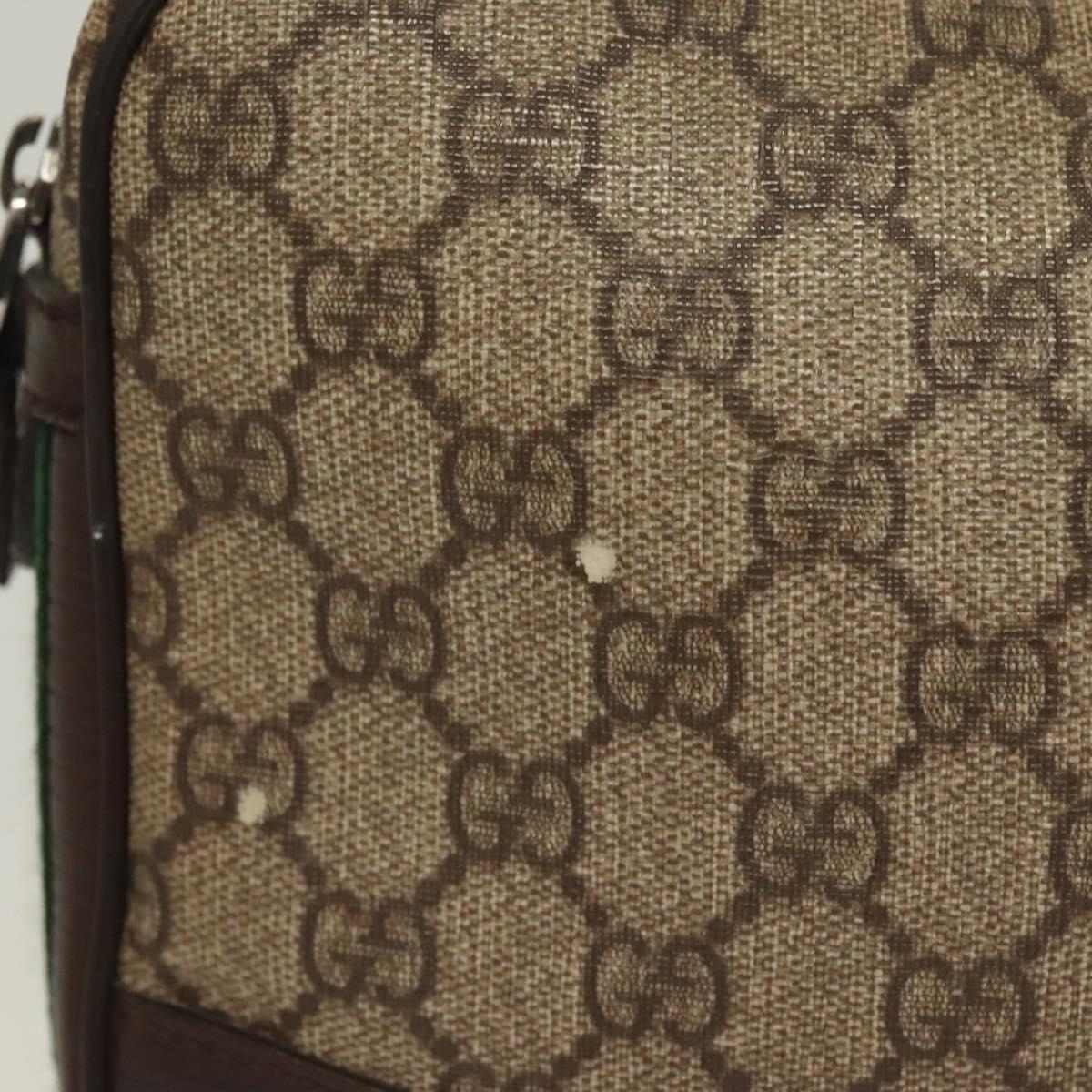 GUCCI GG Supreme Web Sherry Line Clutch Bag PVC Beige Silver 152599 Auth hk2854