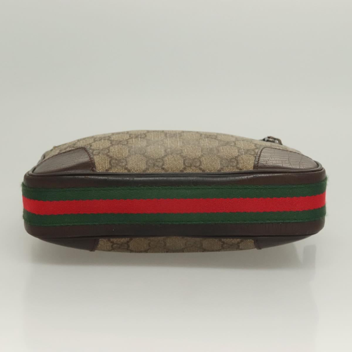 GUCCI GG Supreme Web Sherry Line Clutch Bag PVC Beige Silver 152599 Auth hk2854