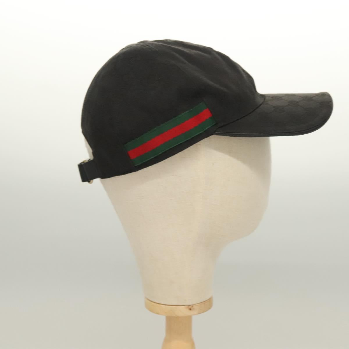 GUCCI GG Canvas Web Sherry Line Cap M Black Red Green 200035 Auth hk2855