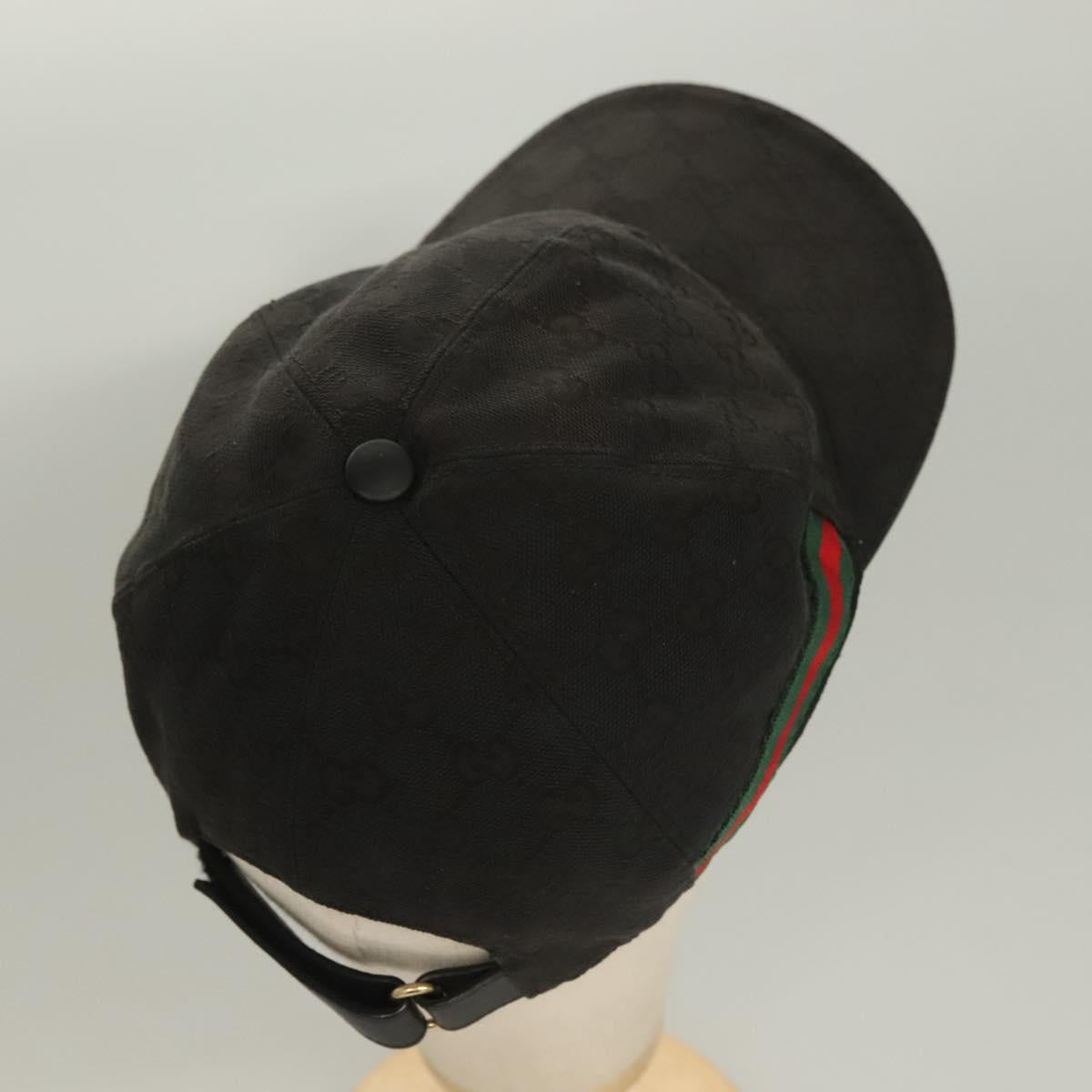 GUCCI GG Canvas Web Sherry Line Cap M Black Red Green 200035 Auth hk2855