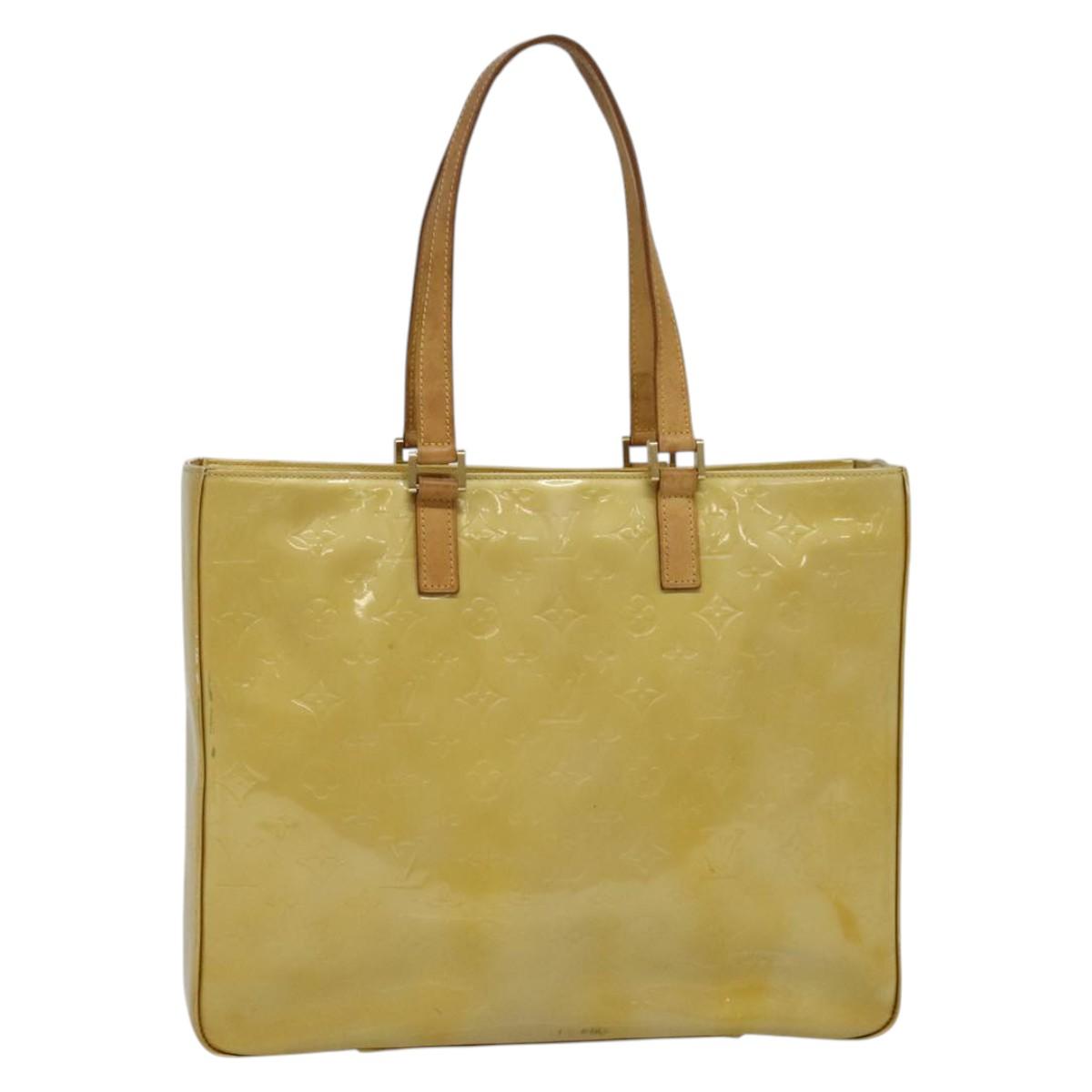 LOUIS VUITTON Monogram Vernis Columbus Tote Bag Beige M91023 LV Auth hk2890