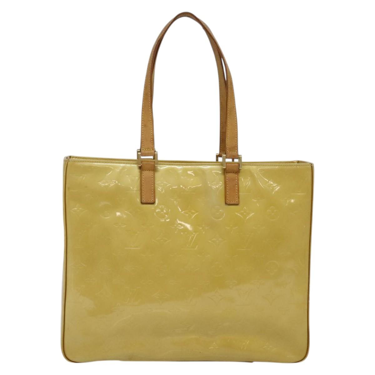 LOUIS VUITTON Monogram Vernis Columbus Tote Bag Beige M91023 LV Auth hk2890