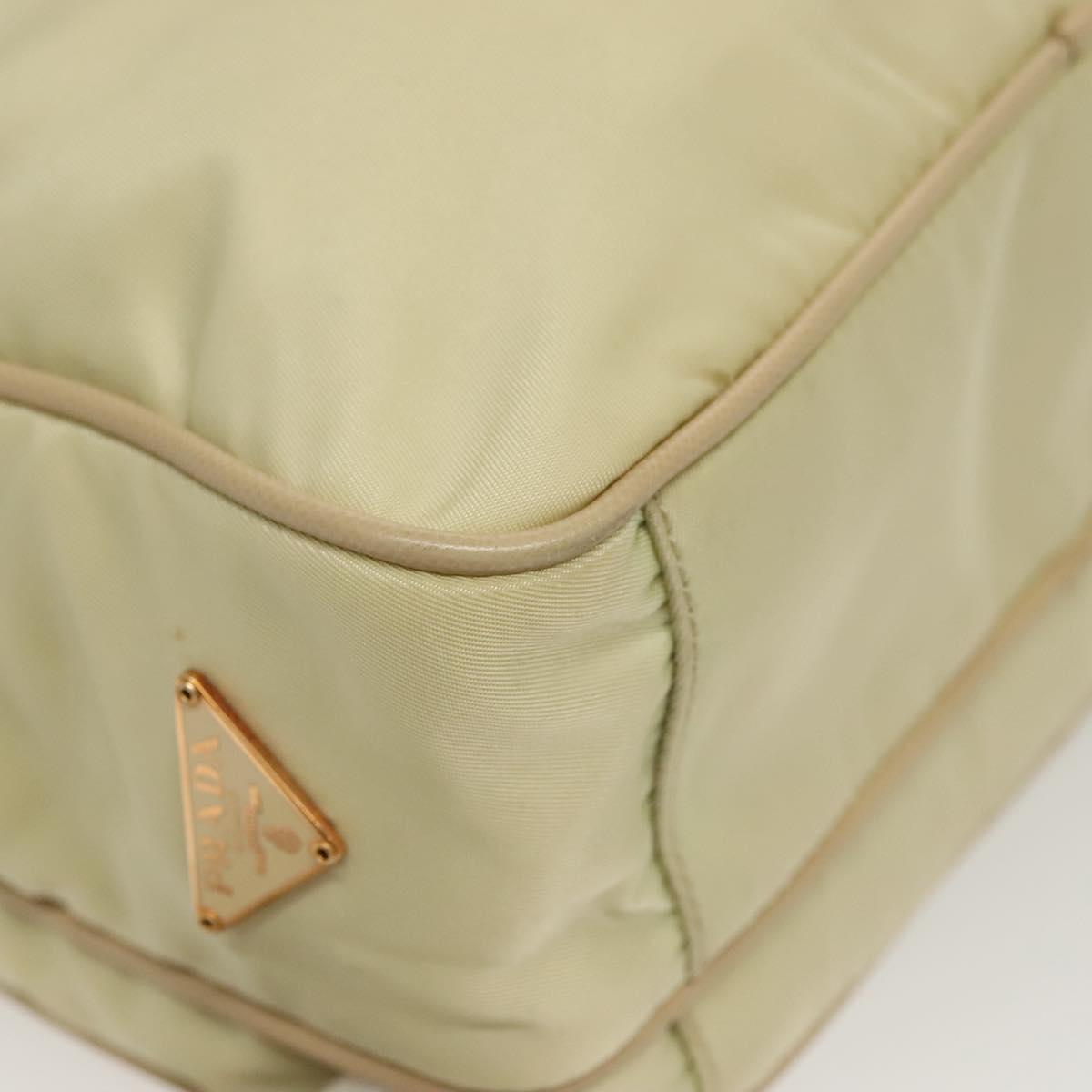 PRADA Shoulder Bag Nylon Beige Gold Auth hk2901