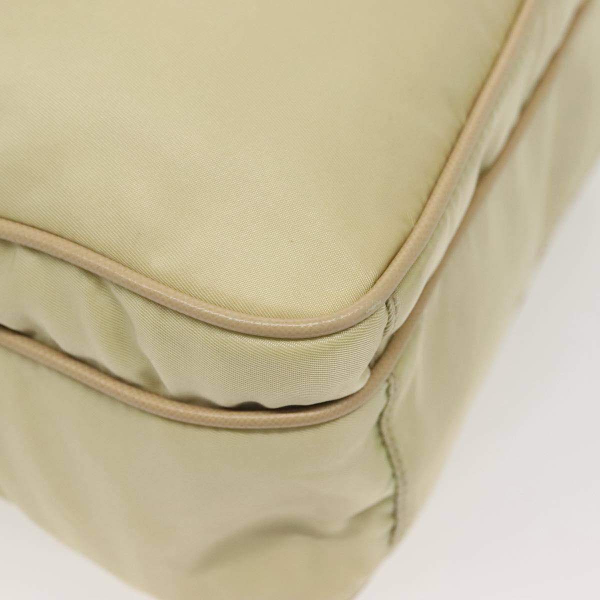 PRADA Shoulder Bag Nylon Beige Gold Auth hk2901