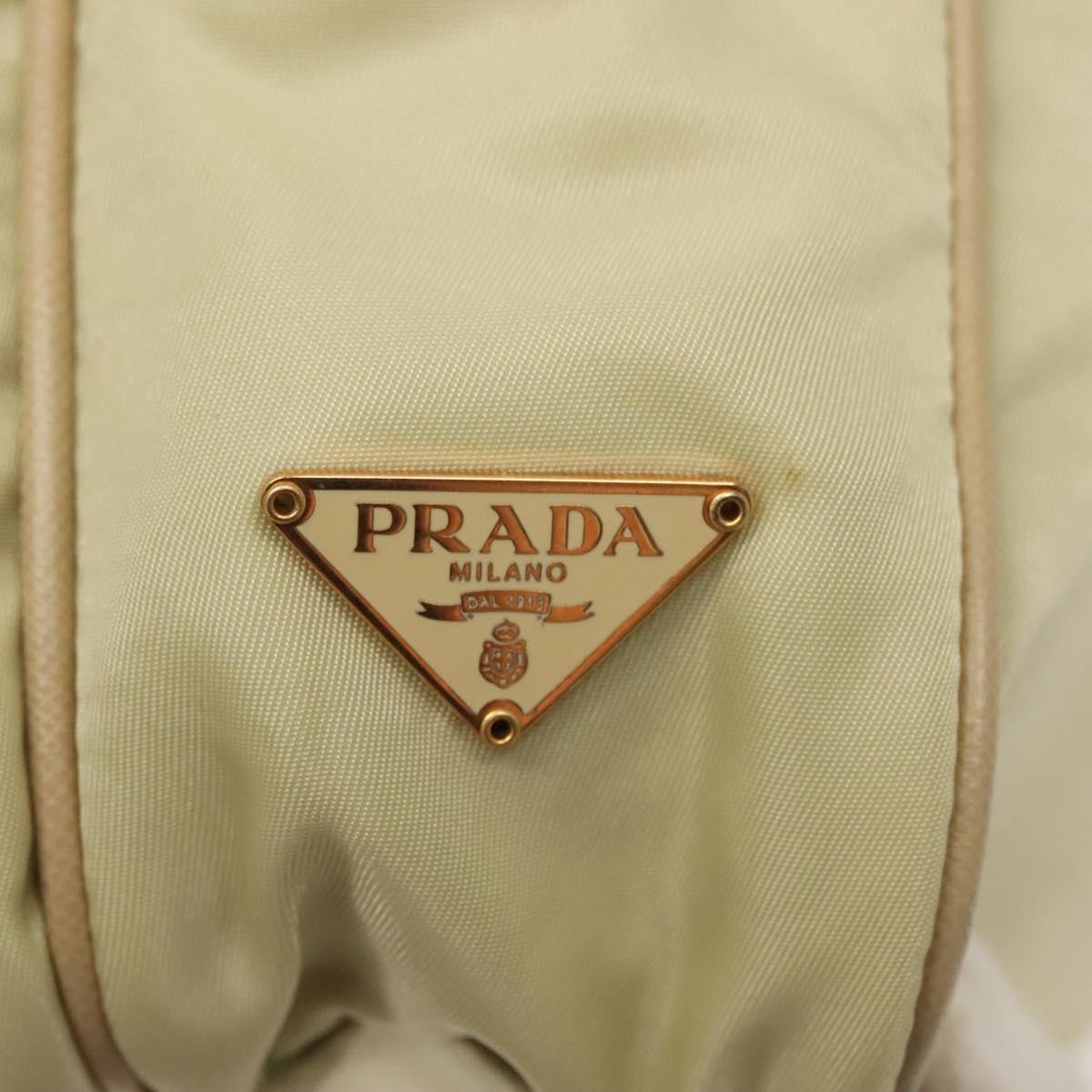 PRADA Shoulder Bag Nylon Beige Gold Auth hk2901