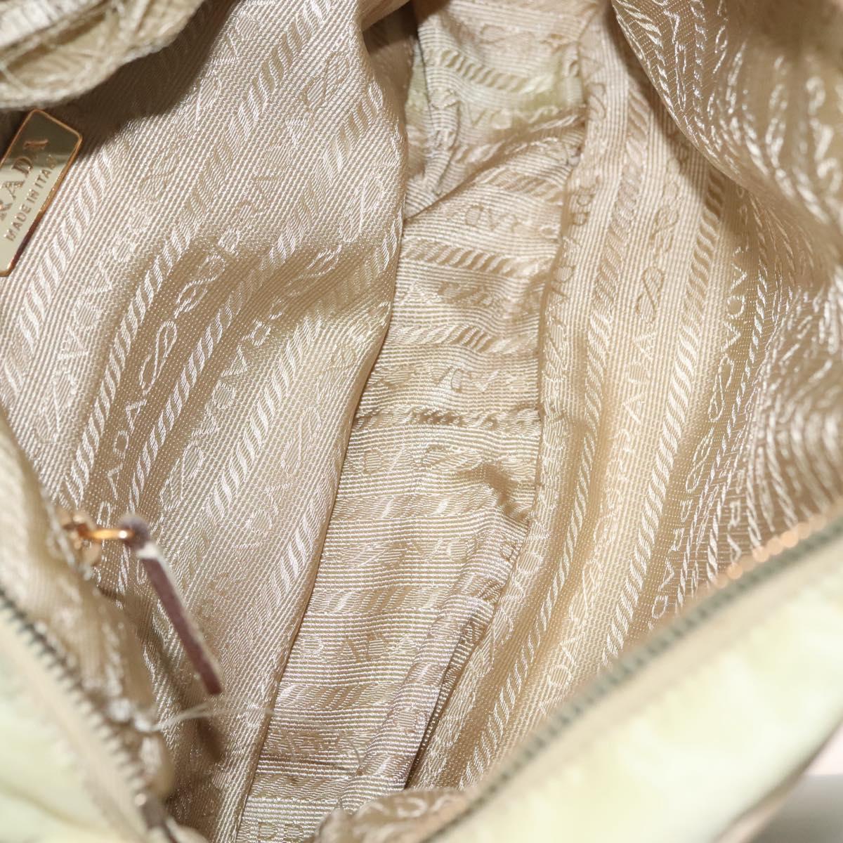 PRADA Shoulder Bag Nylon Beige Gold Auth hk2901