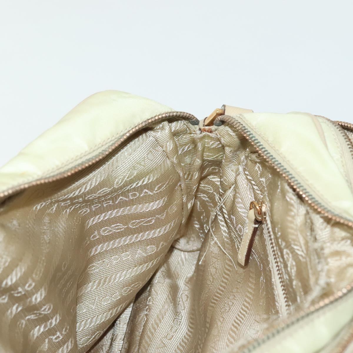 PRADA Shoulder Bag Nylon Beige Gold Auth hk2901