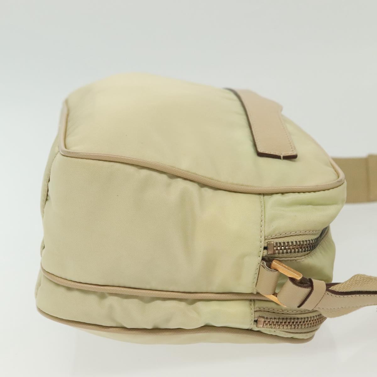 PRADA Shoulder Bag Nylon Beige Gold Auth hk2901