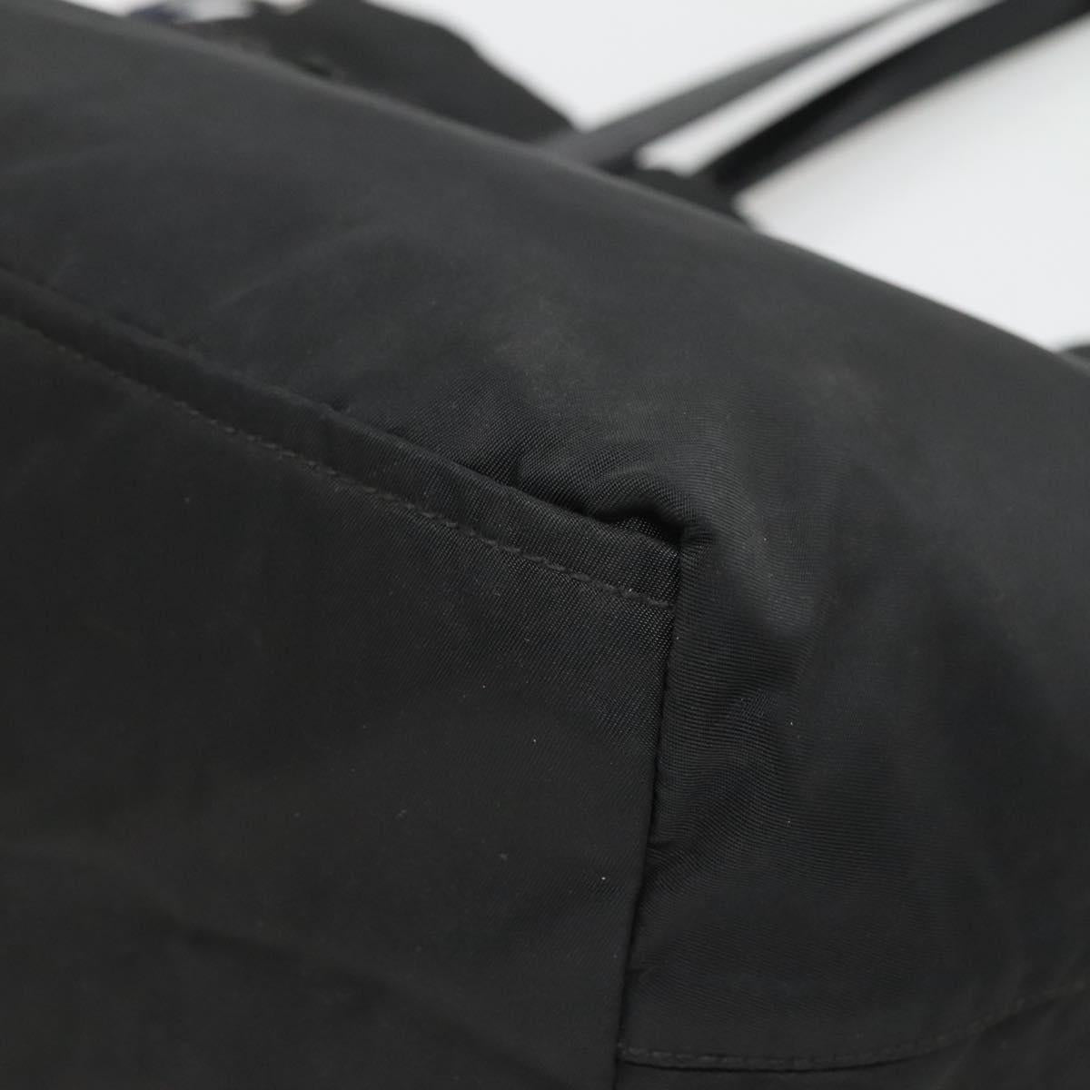 PRADA Tote Bag Nylon Black Silver Auth hk2905