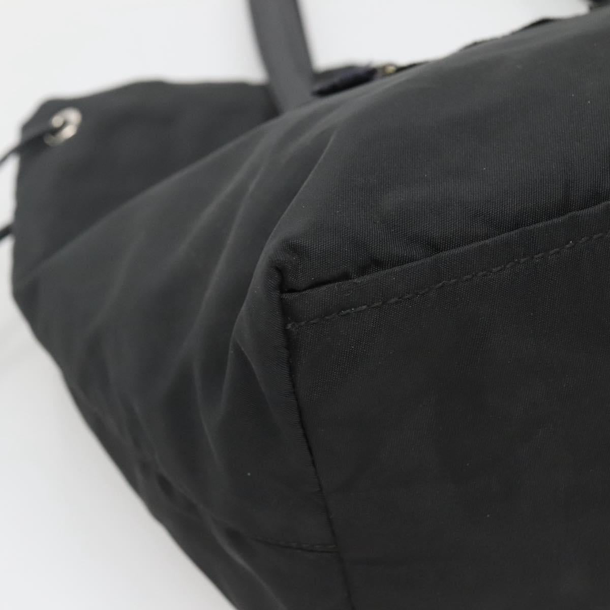 PRADA Tote Bag Nylon Black Silver Auth hk2905