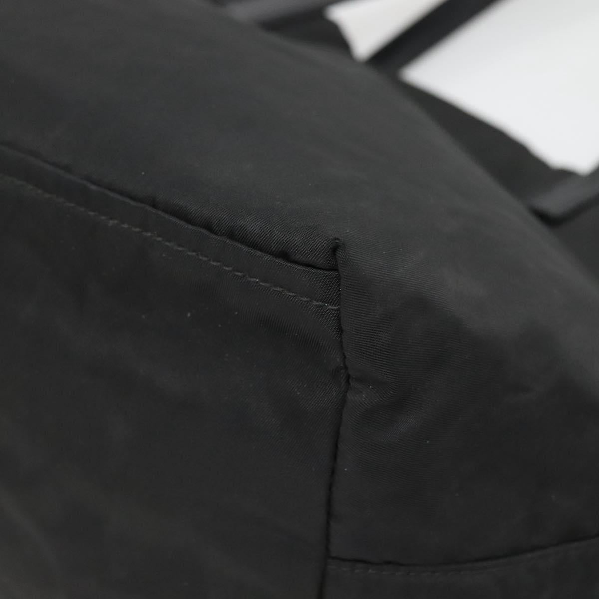 PRADA Tote Bag Nylon Black Silver Auth hk2905