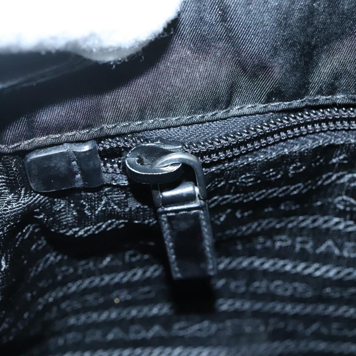 PRADA Tote Bag Nylon Black Silver Auth hk2905