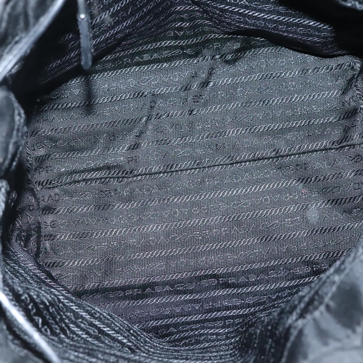 PRADA Tote Bag Nylon Black Silver Auth hk2905