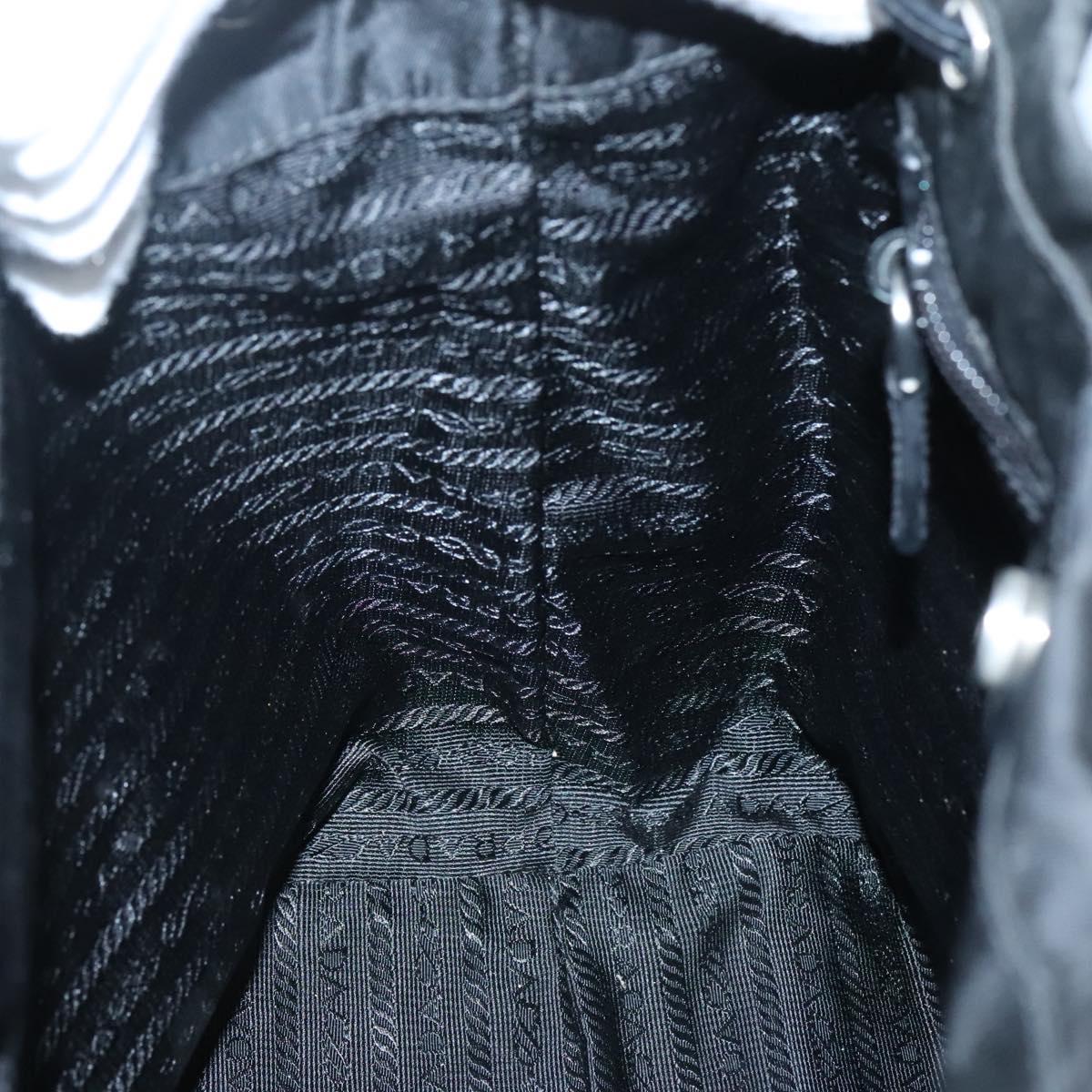 PRADA Tote Bag Nylon Black Silver Auth hk2905