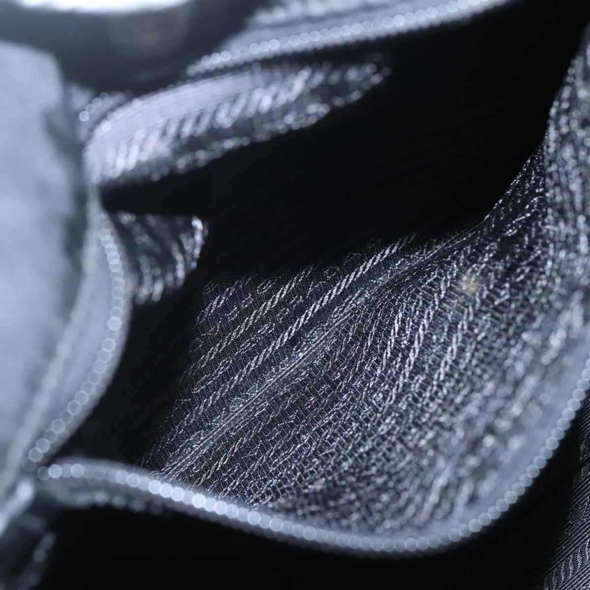 PRADA Tote Bag Nylon Black Silver Auth hk2905