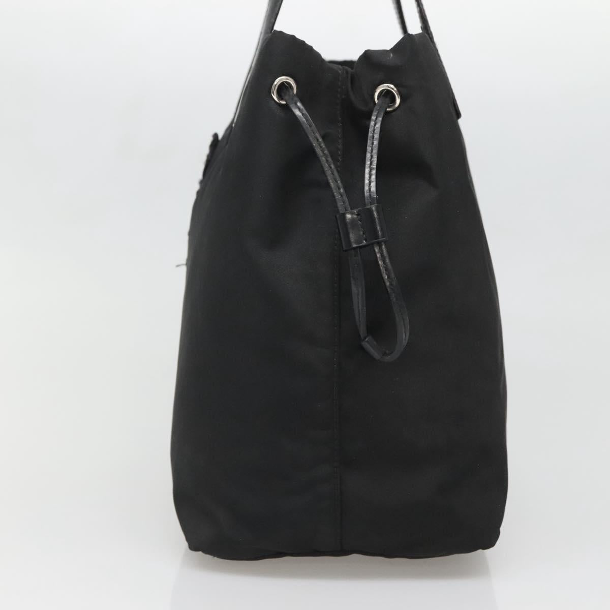 PRADA Tote Bag Nylon Black Silver Auth hk2905