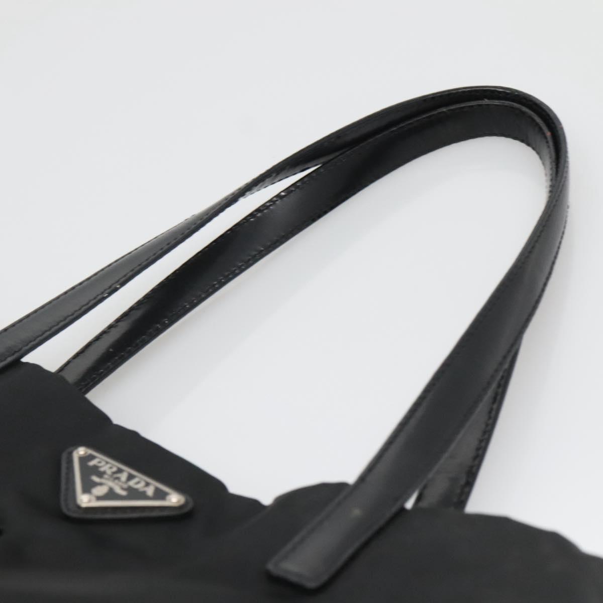 PRADA Tote Bag Nylon Black Silver Auth hk2905