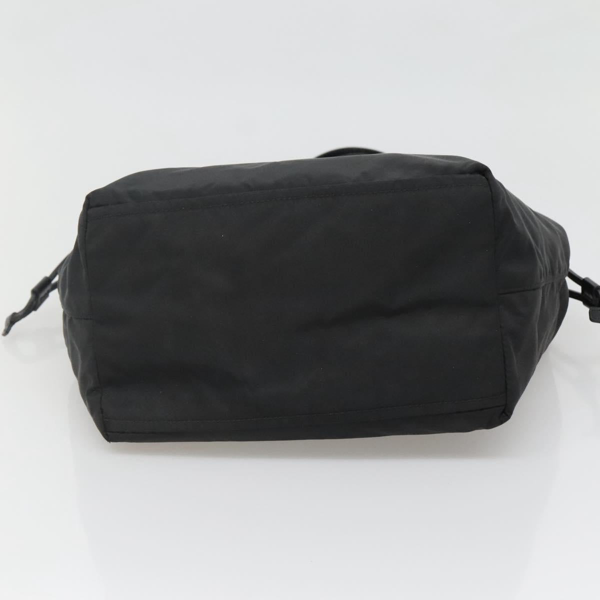 PRADA Tote Bag Nylon Black Silver Auth hk2905