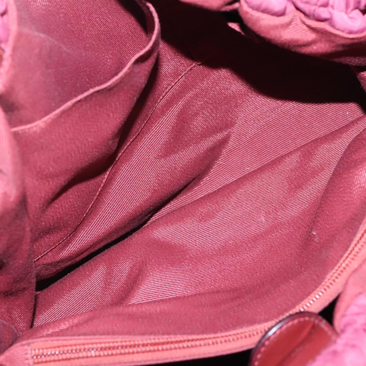 Salvatore Ferragamo Vala Tote Bag Nylon Bordeaux Gold Auth hk2907