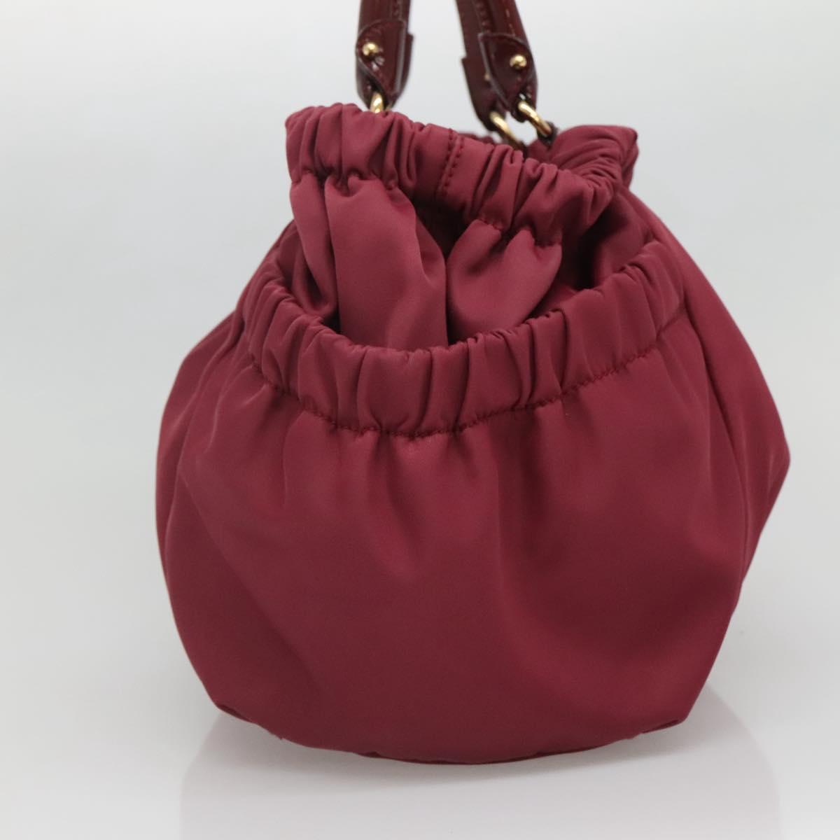 Salvatore Ferragamo Vala Tote Bag Nylon Bordeaux Gold Auth hk2907