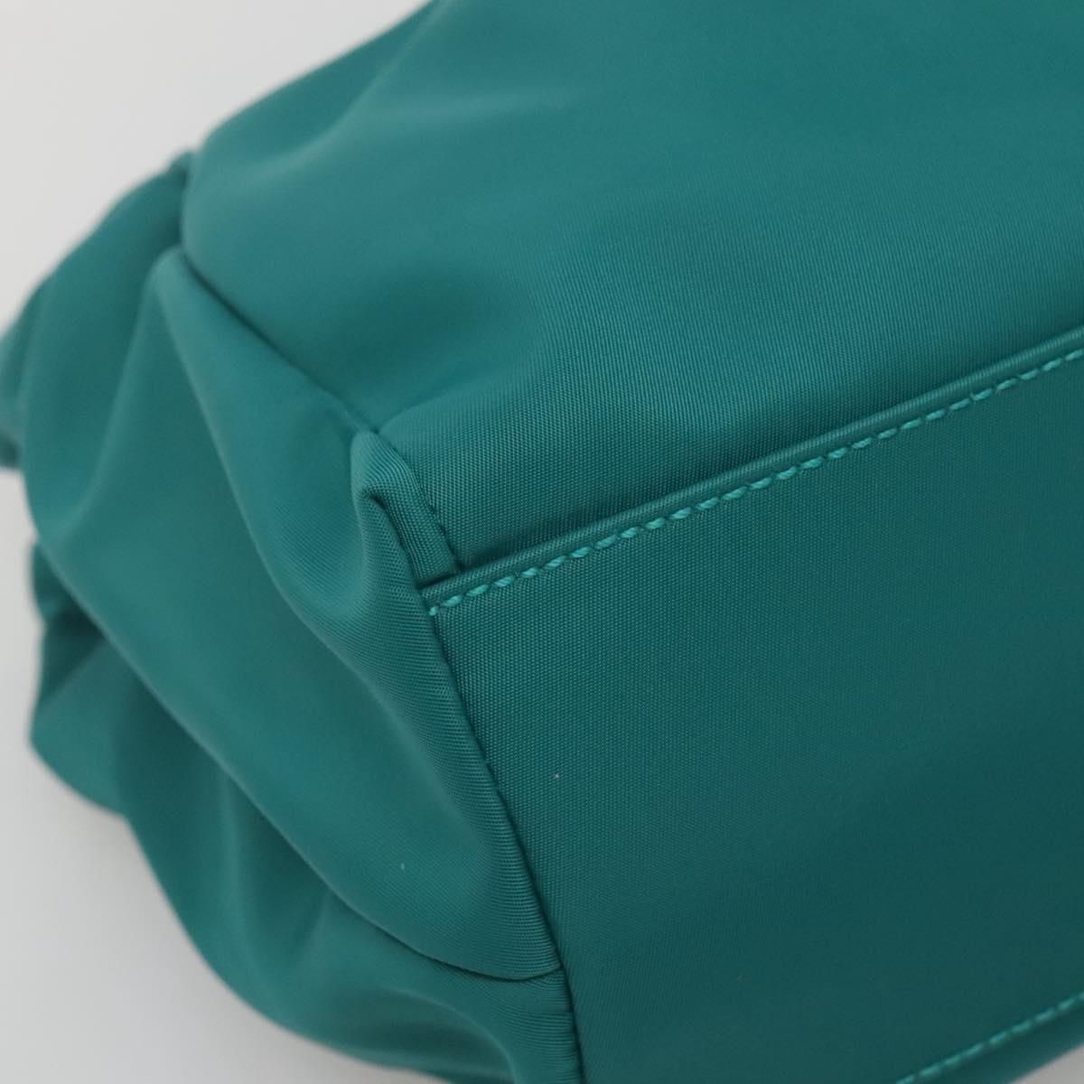 Salvatore Ferragamo Vala Tote Bag Nylon 2way Green Gold Auth hk2908