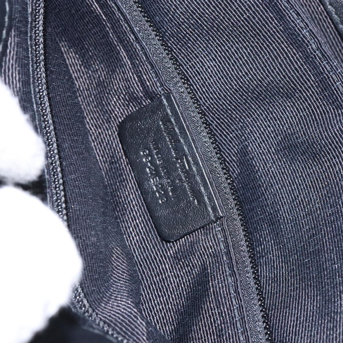 Salvatore Ferragamo Vala Tote Bag Nylon Black Gold Auth hk2909
