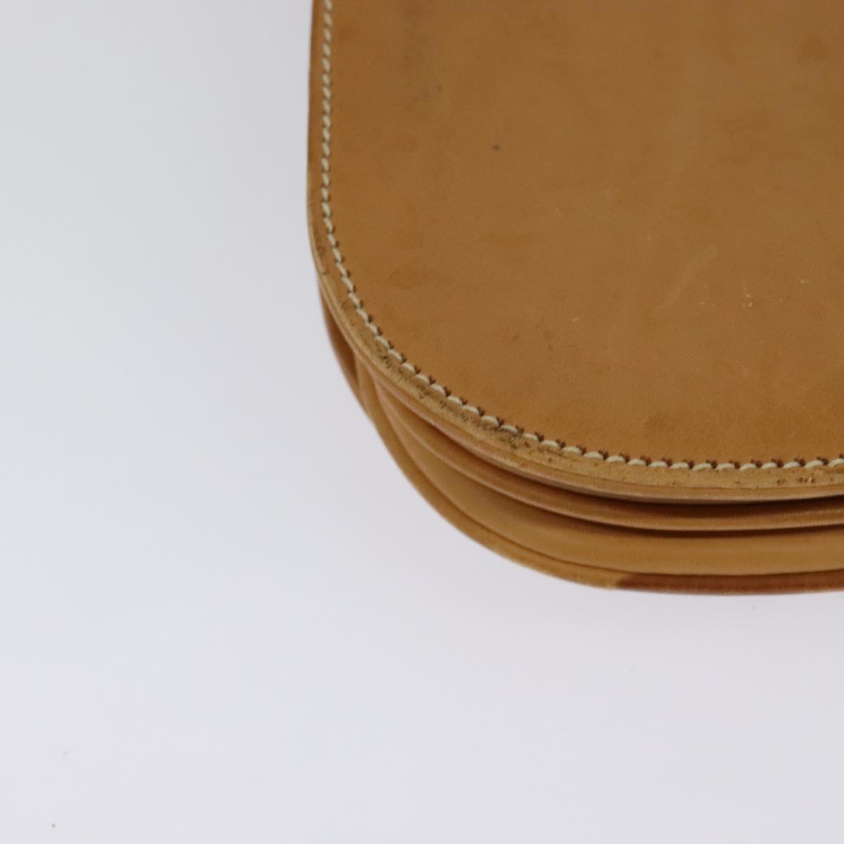 GUCCI Shoulder Bag Leather Beige Gold Auth hk2913