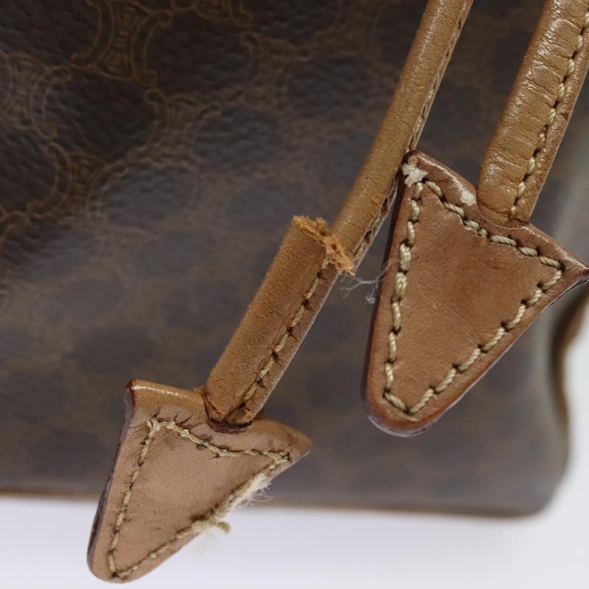 CELINE Macadam Canvas Backpack PVC Leather Brown Gold Auth hk2918