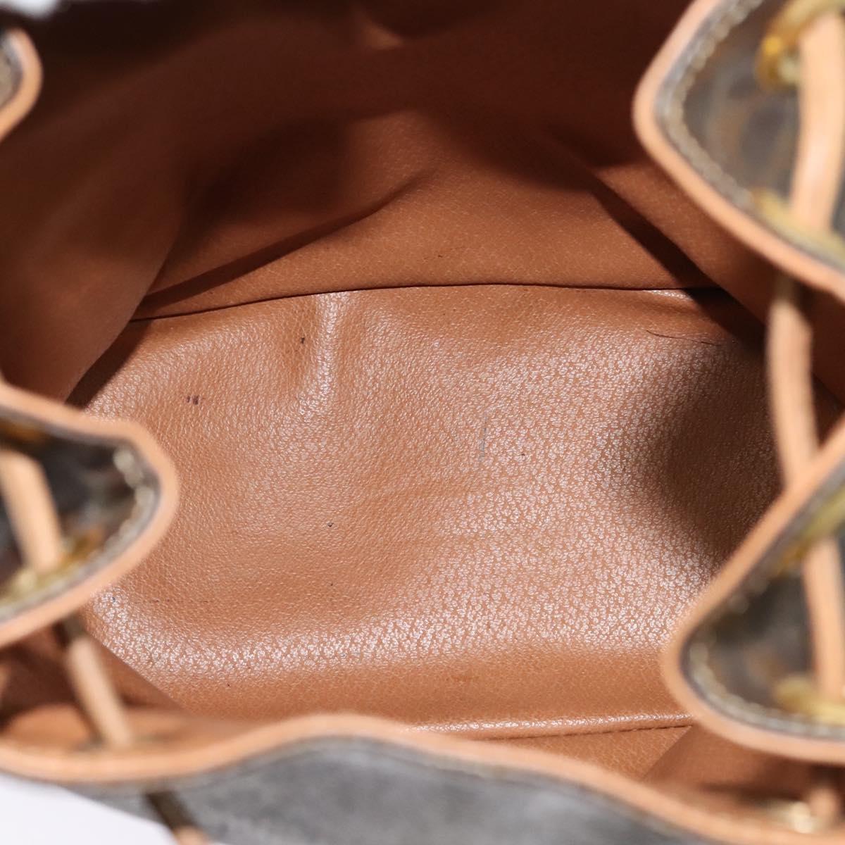 CELINE Macadam Canvas Backpack PVC Leather Brown Gold Auth hk2918