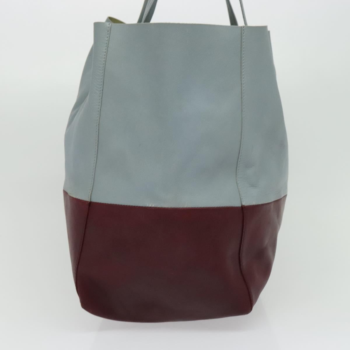 CELINE Horizontal Cabas Tote Bag Leather Gray Gold Auth hk2922