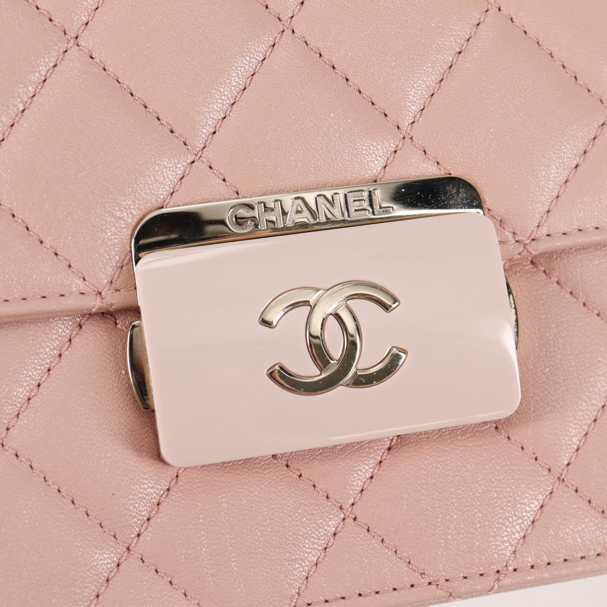CHANEL Matelasse Beauty Rock Chain Bag Leather Pink Gold CC Auth hk2930M