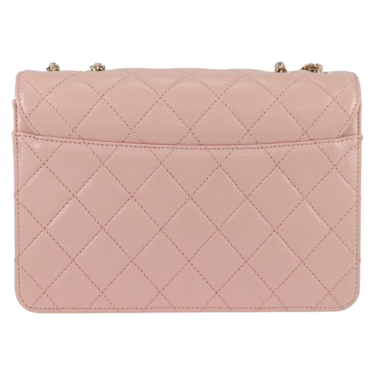 CHANEL Matelasse Beauty Rock Chain Bag Leather Pink Gold CC Auth hk2930M