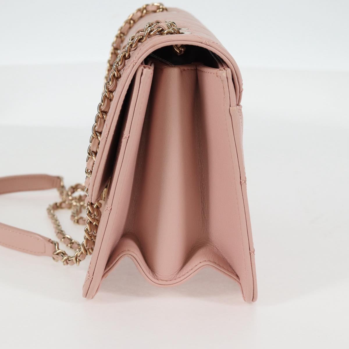 CHANEL Matelasse Beauty Rock Chain Bag Leather Pink Gold CC Auth hk2930M