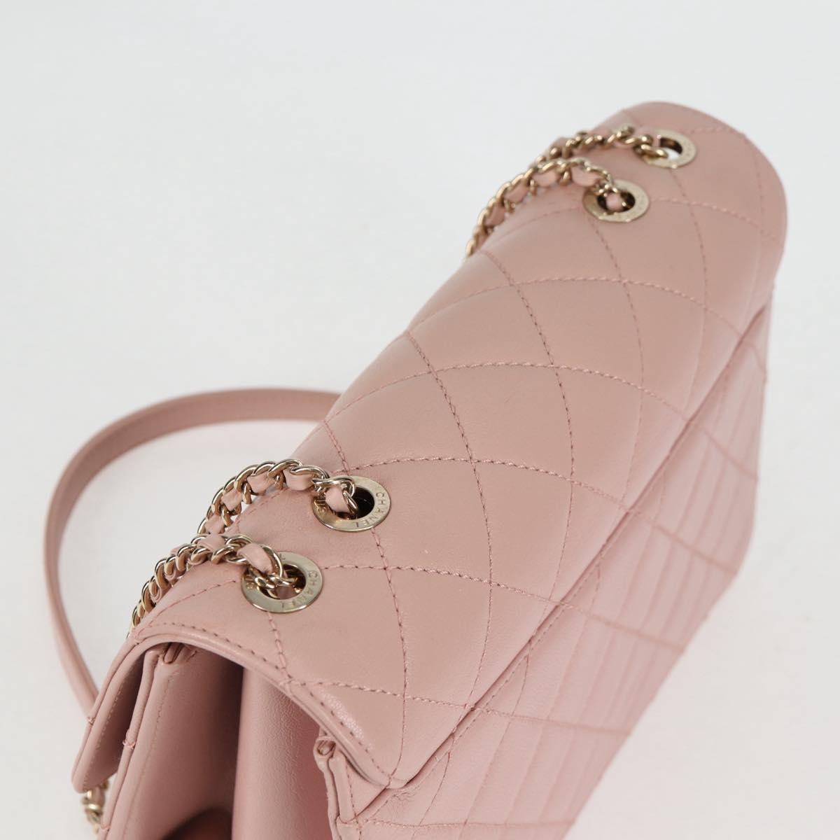 CHANEL Matelasse Beauty Rock Chain Bag Leather Pink Gold CC Auth hk2930M