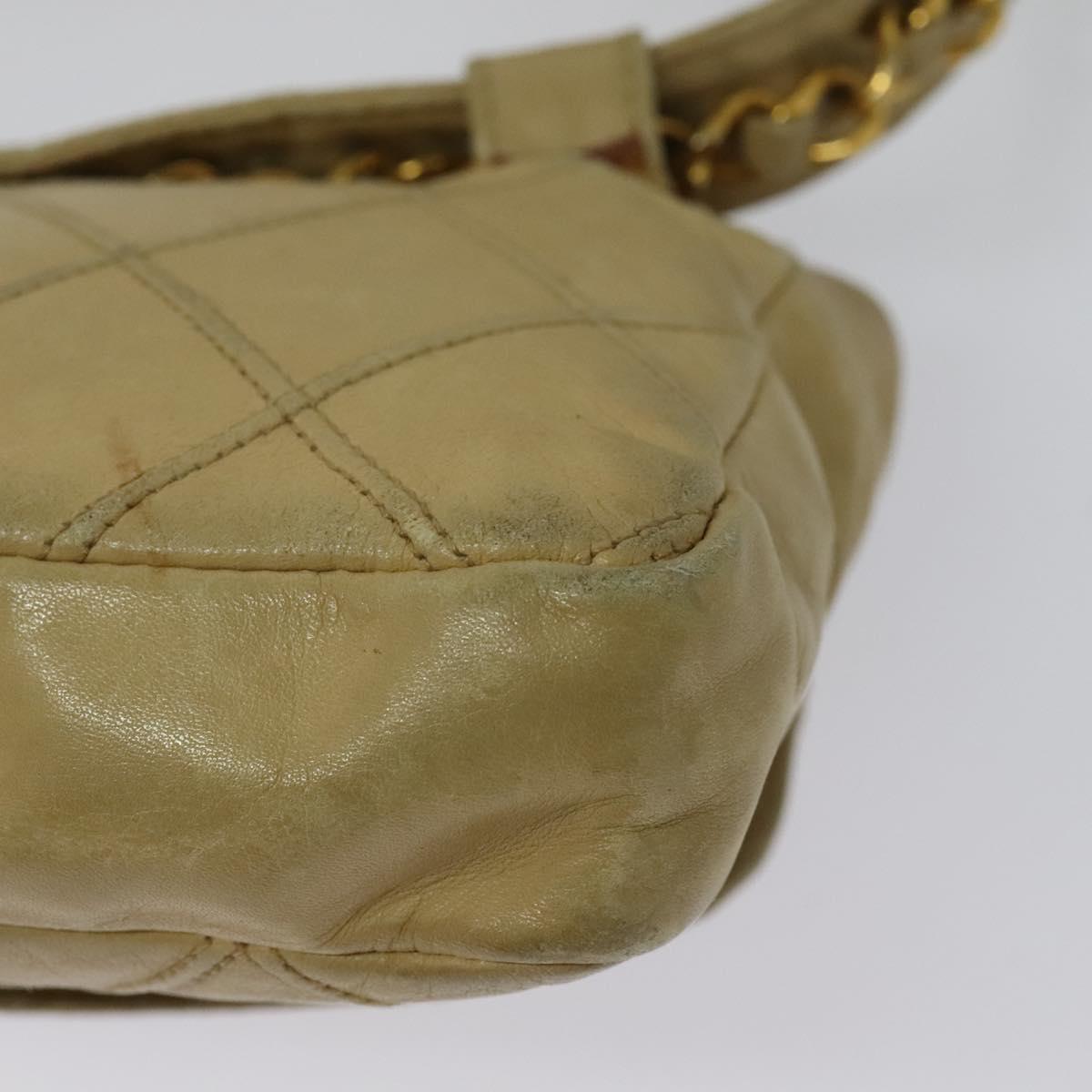 CHANEL Bicolore Waist pouch Caviar Skin Beige Gold CC Auth hk2931