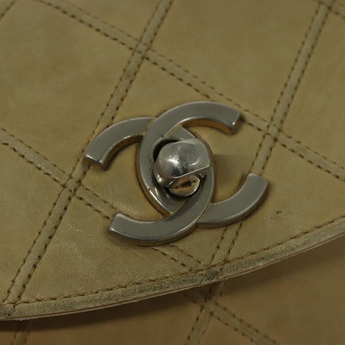 CHANEL Bicolore Waist pouch Caviar Skin Beige Gold CC Auth hk2931