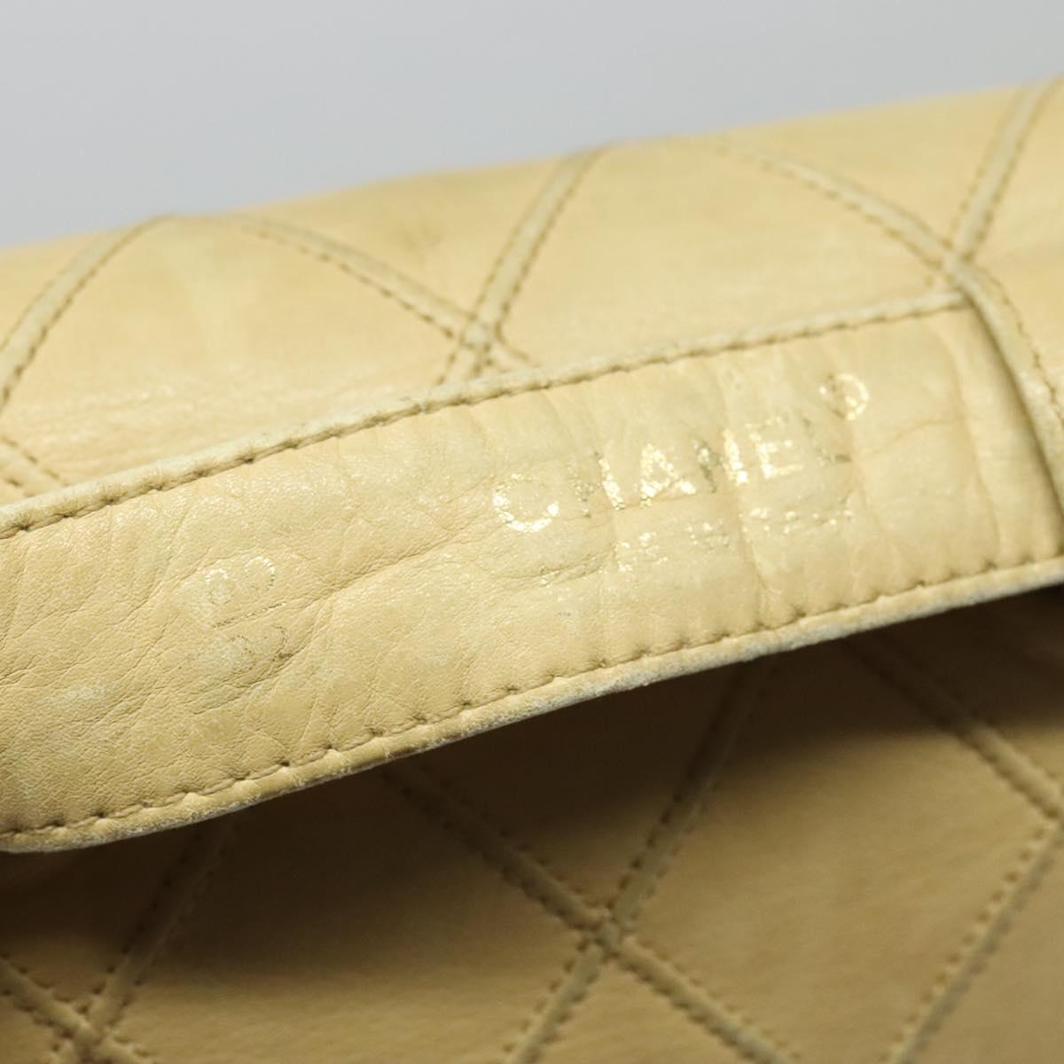 CHANEL Bicolore Waist pouch Caviar Skin Beige Gold CC Auth hk2931